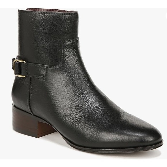 Franco Sarto Womens Black Supple Leather Ankle Boots Gold Buckle, Size 10M NEW - Picture 1 of 10